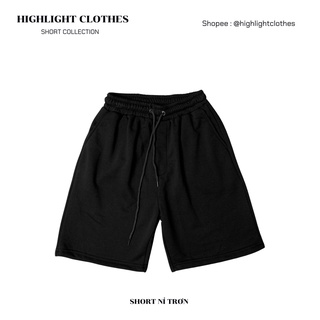 Quần short nỉ basic trơn đen form rộng unisex nam nữ