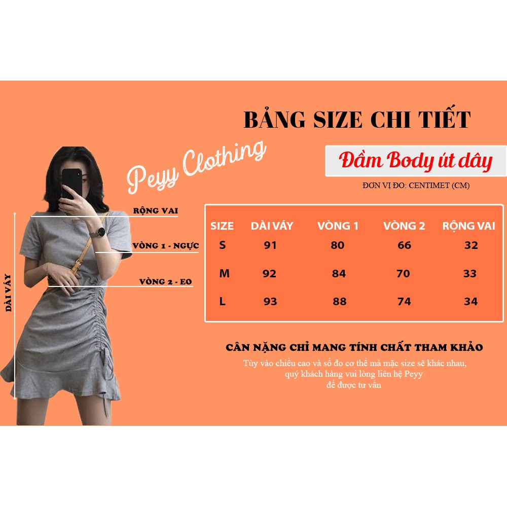 Đầm body rút dây chất thun kiểu tay ngắn đuôi cá ulzzang Hàn Quốc V15 - Peyy Clothing | BigBuy360 - bigbuy360.vn