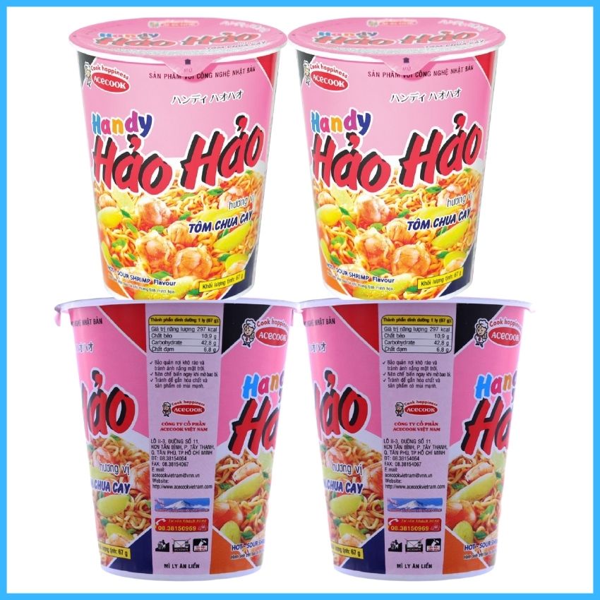 Thùng mì ly Hảo Hảo Tôm chua cay 24Ly X 67g MHHL01