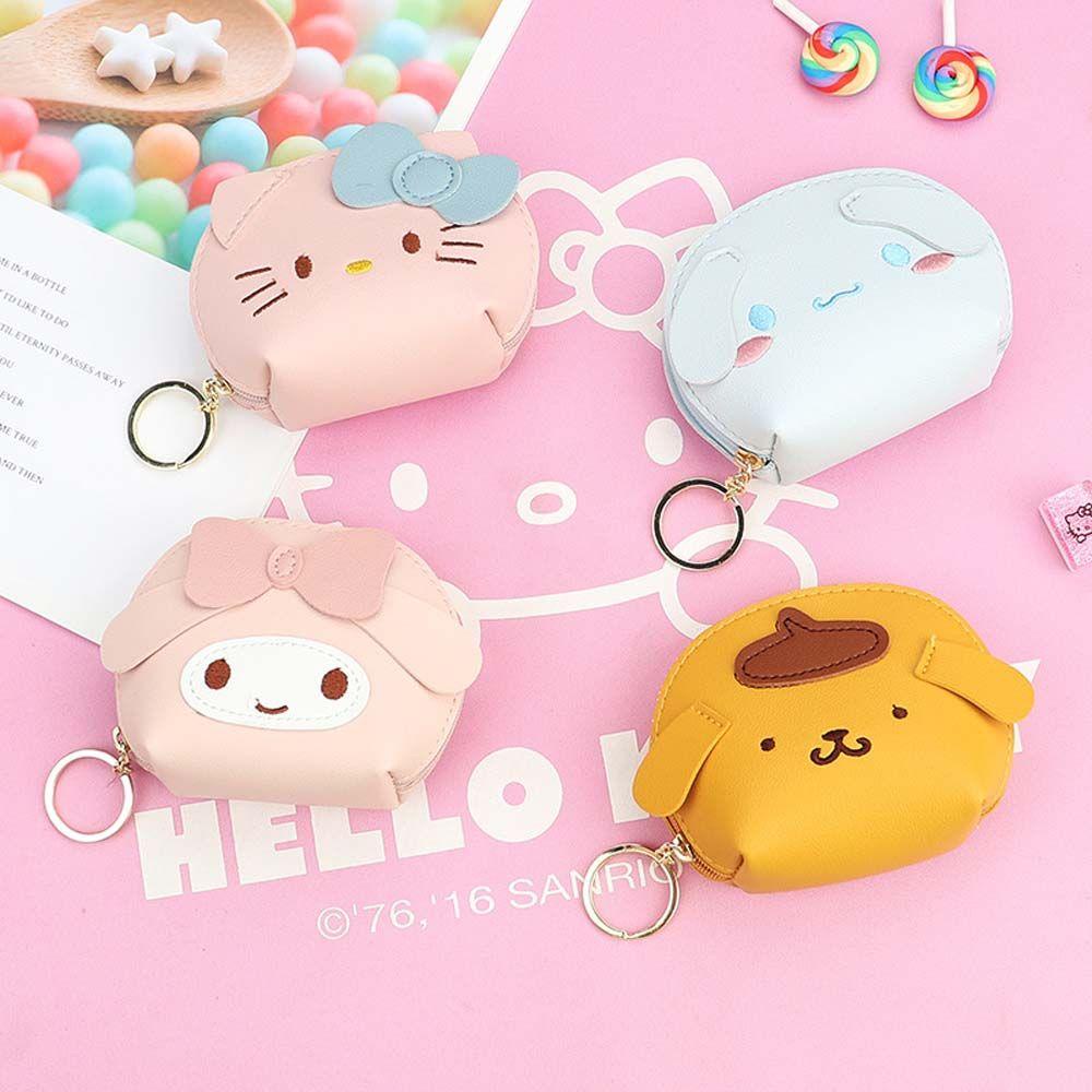 Túi Đựng Tiền Xu Mini Bằng Da PU Có Khóa Kéo Họa Tiết Hoạt Hình Dễ Thương