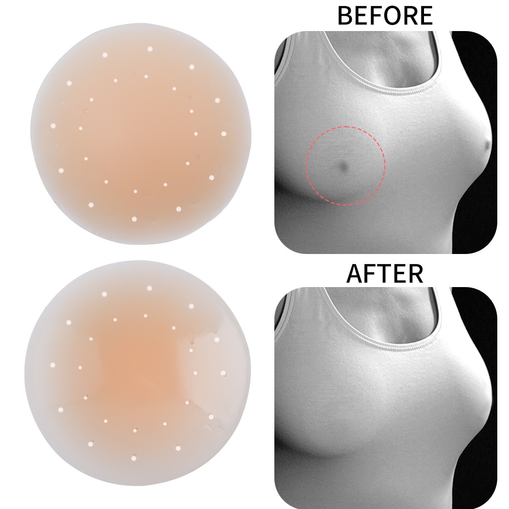 Miếng Dán Ngực Bằng Silicone Siêu Mỏng Hình Tròn Vô Hình Thoáng Khí Chống Thấm Nước Có Thể Tái Sử Dụng Cho Nữ