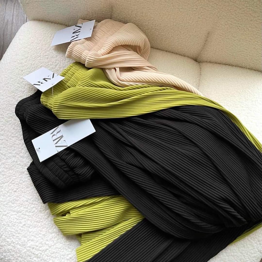 Quần ống rộng dập li  suông phong cách hàn quốc sang chảnh