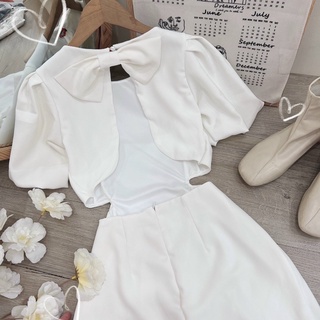 ĐẦM MIDI TAY PHỒNG KHOÉT EO HỞ LƯNG