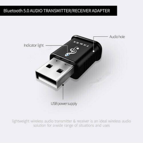 USB Bluetooth 5.0 Audio Transmitter Receiver Adapter for TV PC Car AUX Speaker