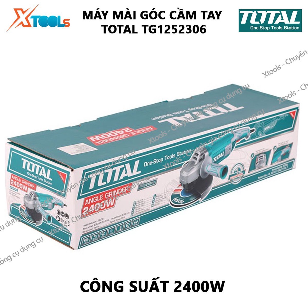Máy mài góc cầm tay TOTAL TG1252306 220-240V~50/60Hz 2400W  9&quot; 230mm 3kg nhỏ gọn cắt/mài kim loại [XTOOLS]