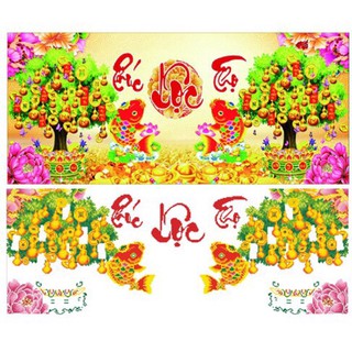 Tranh đính đá Cá Phúc Lộc Thọ Vs114 (120x50) chưa đính