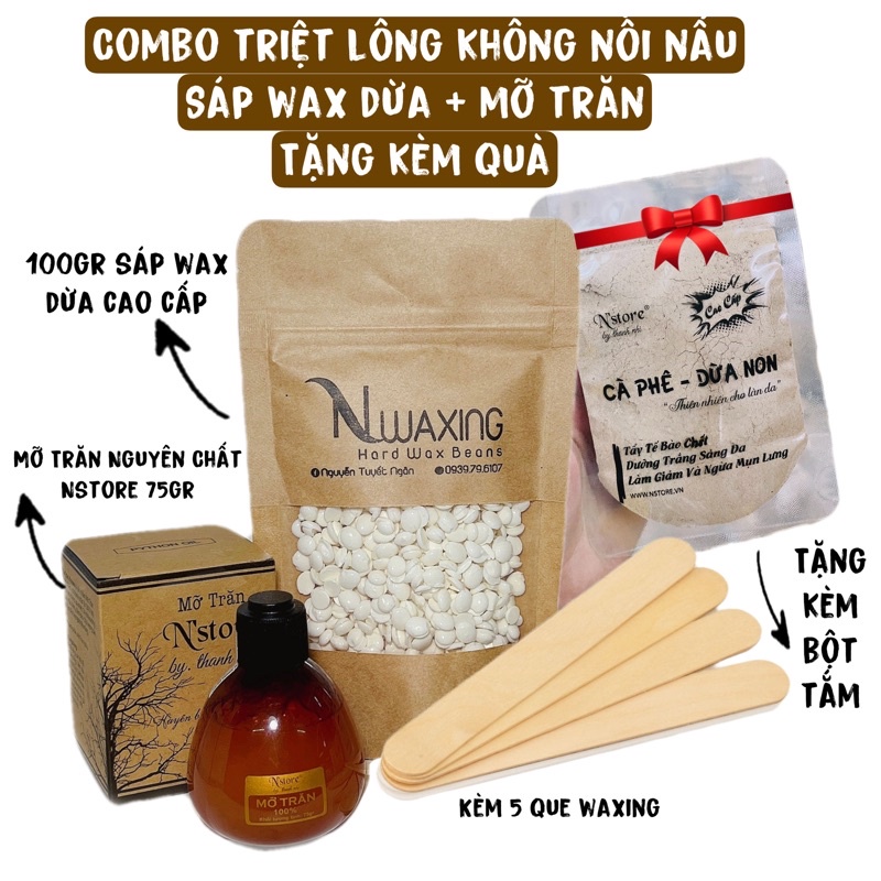 COMBO 100GR SÁP WAX LÔNG BEANS VÀ MỠ TRĂN NSTORE TẶNG KÈM QUÀ