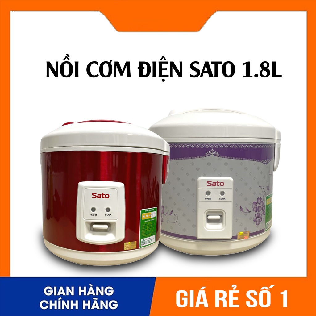 Nồi cơm điện Sato 18B044, Nồi cơm điện dung tích 1.8L tiện lợi phù hợp cho gia đình 3 - 4 người, bảo hành 12 tháng