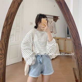 Áo pull kẻ oversize