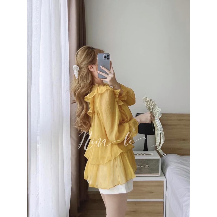 SET ÁO BÈO TẦNG MIX SOOC TRẮNG