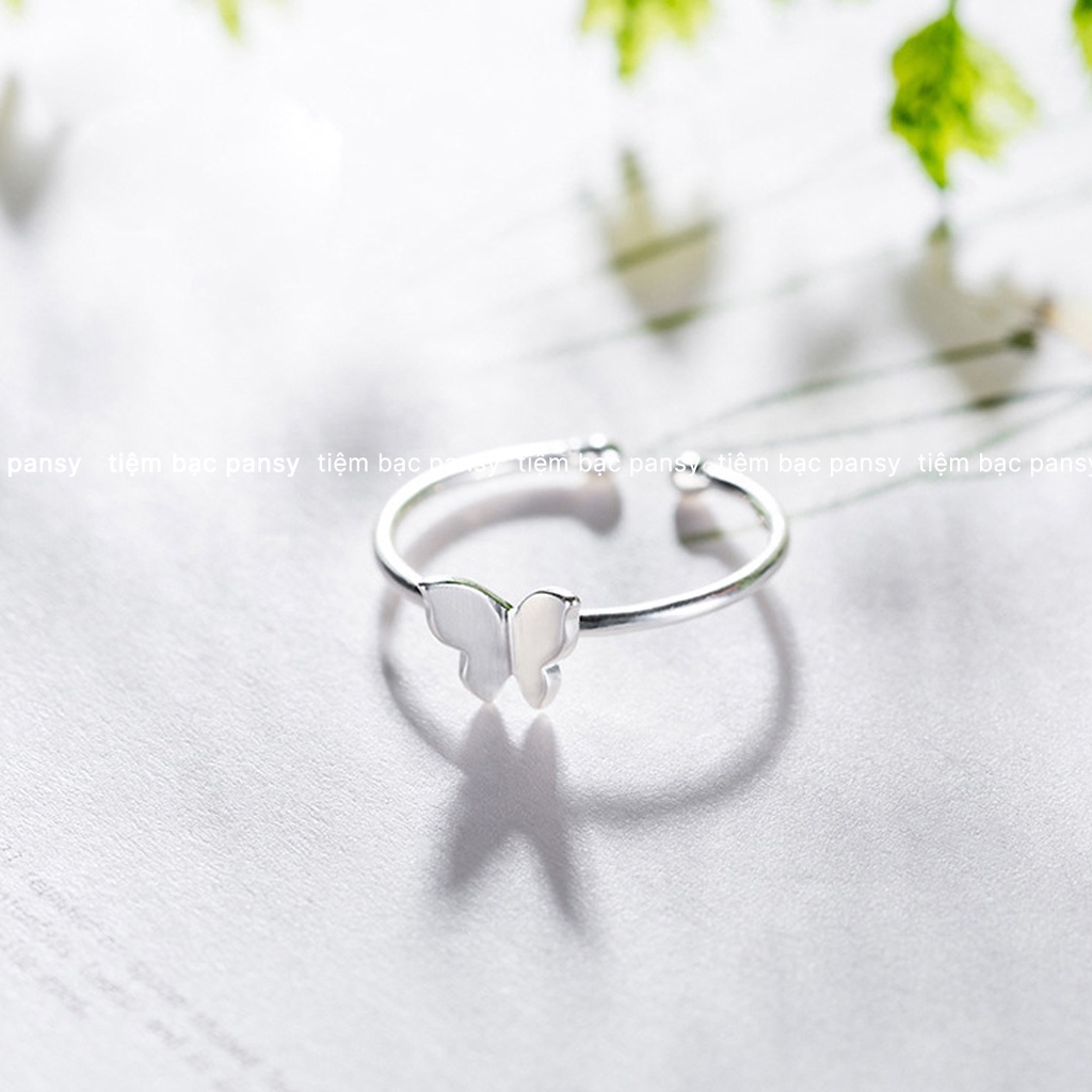 Nhẫn bạc nữ PANSY hình cánh bướm freesize - Nhẫn nữ bạc ta mặt hồ điệp dáng mở