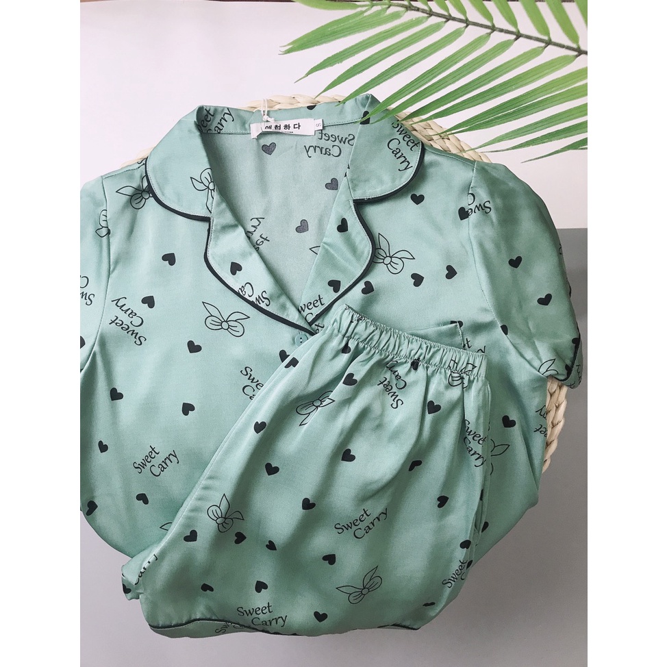 Bộ đồ ngủ lụa đùi mặc nhà cộc tay Homieyl cao cấp, bộ đồ ngủ pijama pizama pyjama chất vải lụa mềm mại thoáng mát | BigBuy360 - bigbuy360.vn