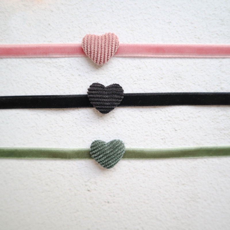 Vòng Cổ Choker Vải Nhung Mặt Hình Trái Tim Phong Cách Hàn Quốc Thời Trang