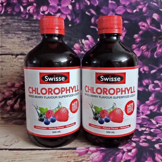 Nước Uống Diệp Lục Swisse Chlorophyll 500ml vị Dâu Berry, vị bạc hà