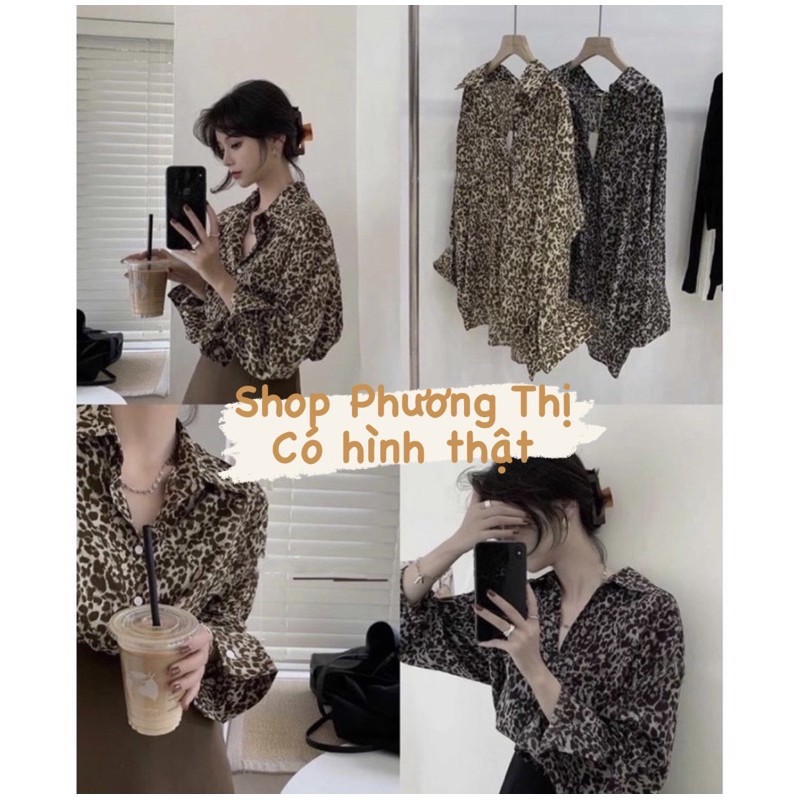 Áo sơmi oversize da báo hót 2021 (hình thật/sẵn)