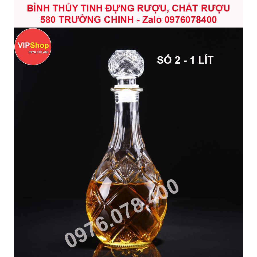 Vỏ Bình Thủy Tinh Đựng Rượu 1 Lít, Bình Ngâm Rượu Dáng Cao Sang Trọng, CTT-02