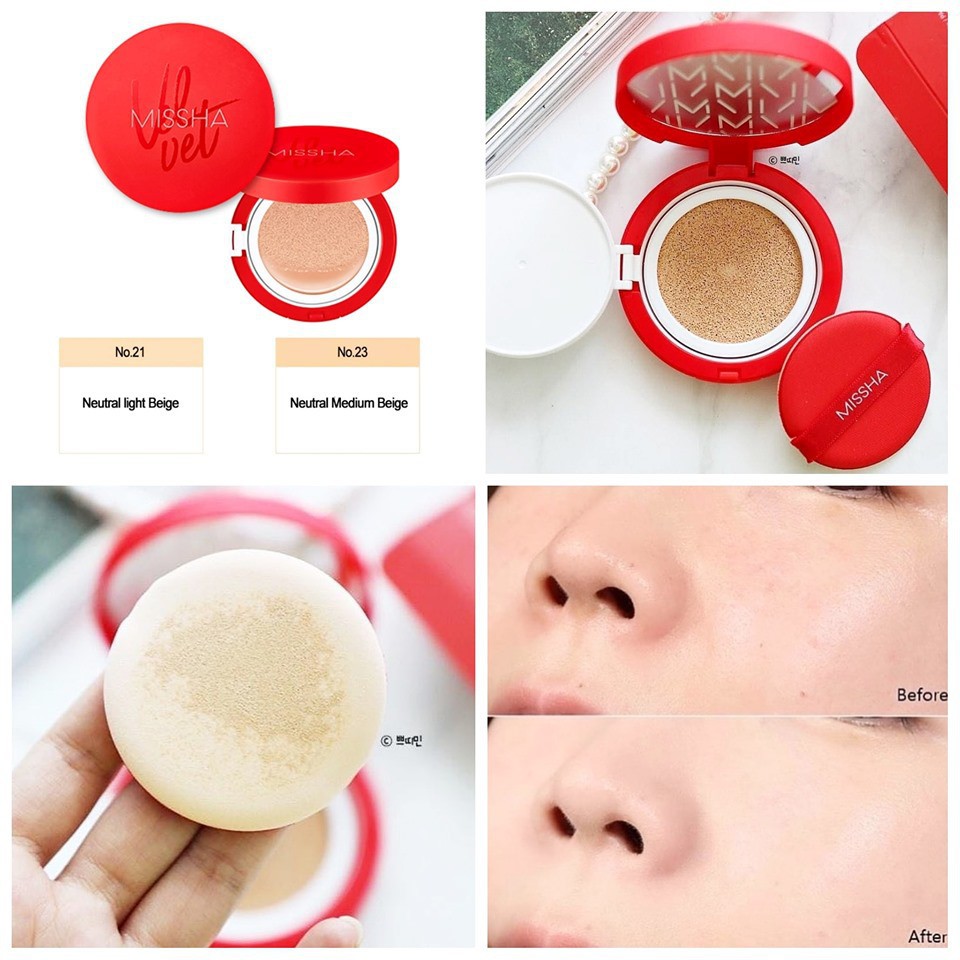 Phấn Nước Mỏng Mịn, Che Phủ Tốt, Lâu Trôi Missha Velvet Finish Cushion SPF50+ PA+++ 15g