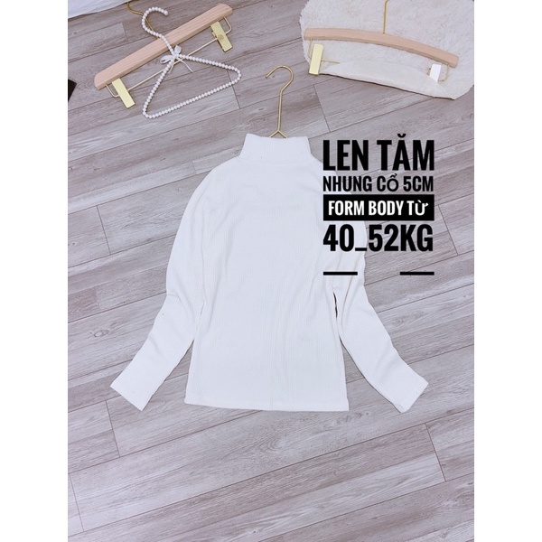 Áo len tăm nhung giữ nhiệt cổ cao 5cm màu trắng 5 phân