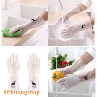 Găng tay cao su rửa chén chống ăn mòn, bảo vệ đôi tay - Bao tay Con Hươu