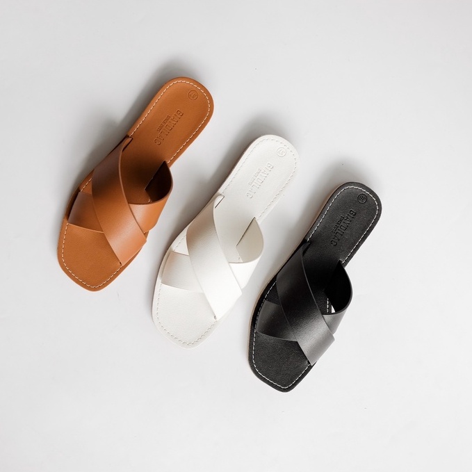 Dép Da Mềm Quai Chéo Thoải Mái Tiện Lợi Tia