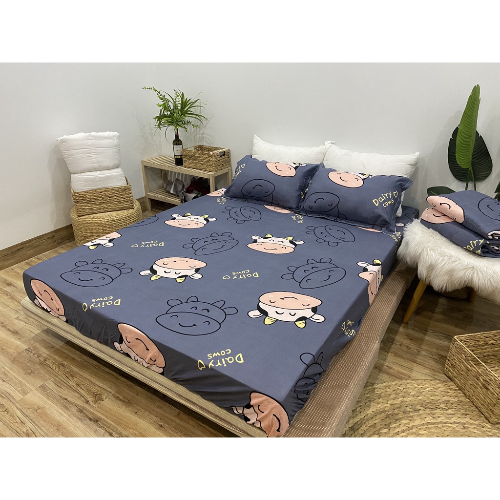 [sale rẻ]Bộ Ga Gối 1m2x1m9 Vải Cotton Poly Mềm Mịn,được chọn mẫu hanhrui-bò xám