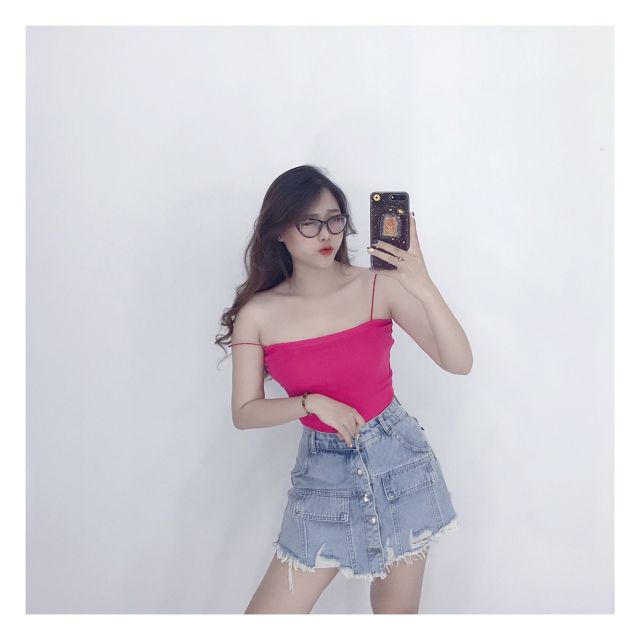 Áo 2 dây bún xinh xắn nhiều màu thun cotton xịn. | BigBuy360 - bigbuy360.vn