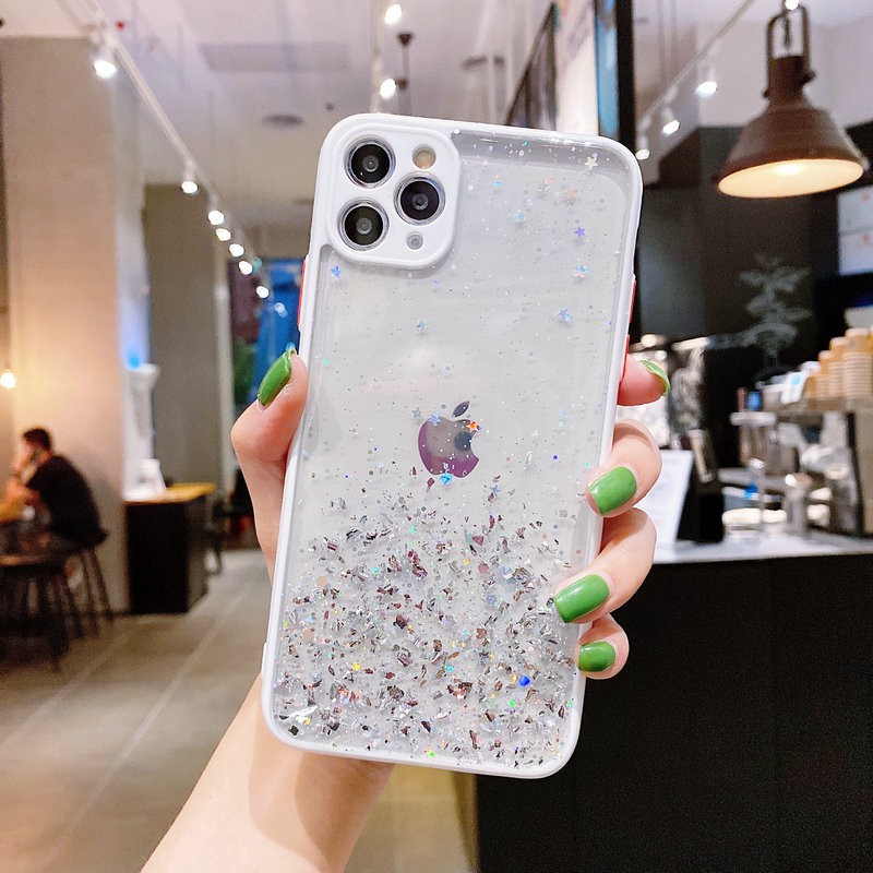 Ốp lưng iPhone 12 mini 11 Pro X XS XR Max 8 7 6 6S Plus SE 2020 Colorful Glitter Gold leaf Skin feel Hard Case Cover 124