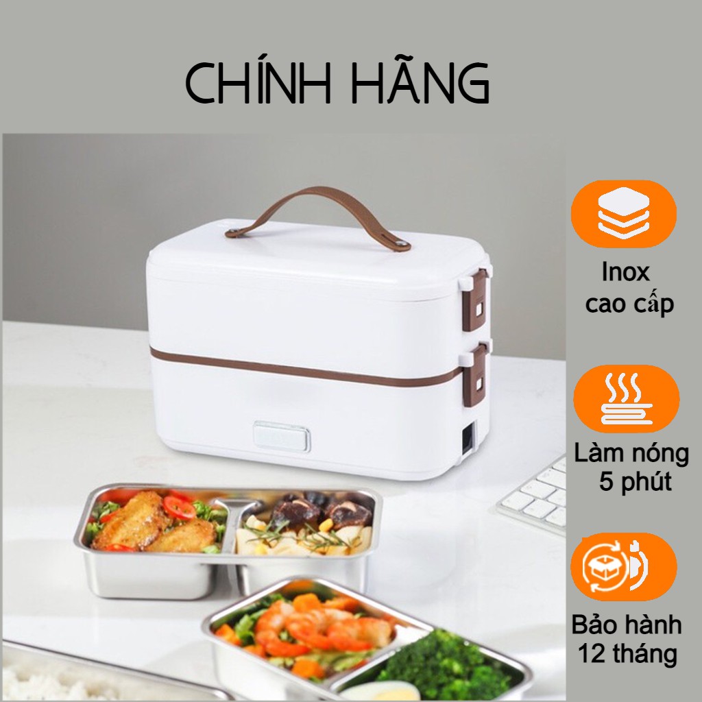 Hộp Cơm Văn Phòng Cao Cấp - Hộp Cơm Cắm Điện 2 Tầng - Lõi Inox Cao Cấp (Chani)