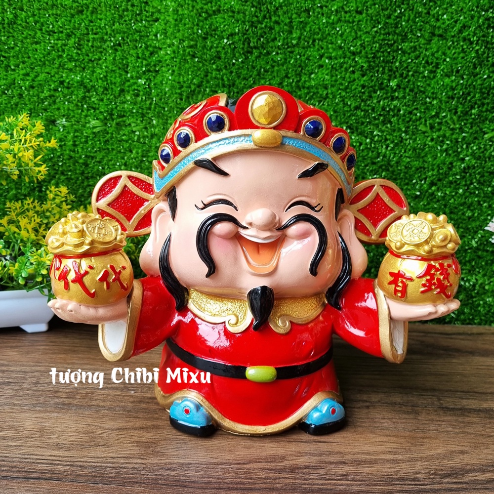 Tượng Thần Tài 22.5cm cầm 2 thỏi vàng Đa Tài Đa Phúc