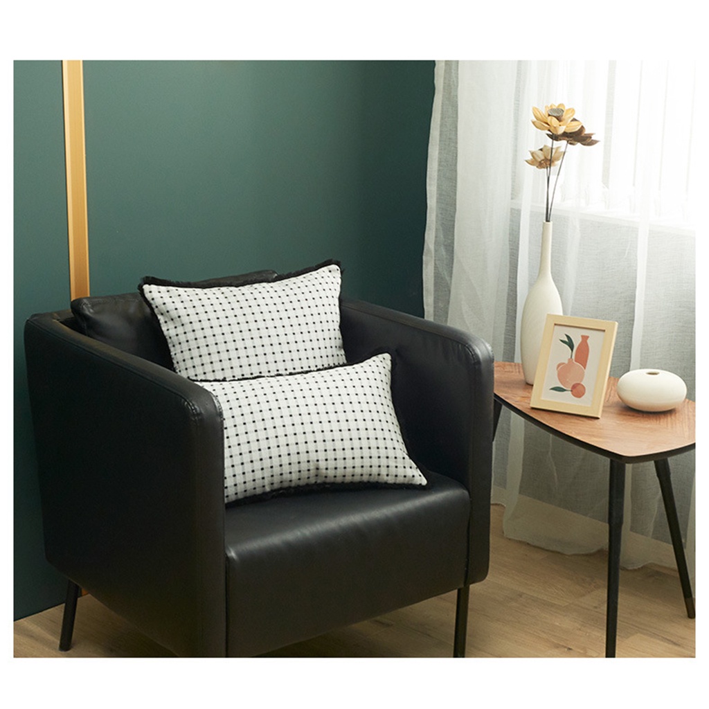 Gối Tựa Lưng Sofa Caro Dệt Jacquard Trắng Đen