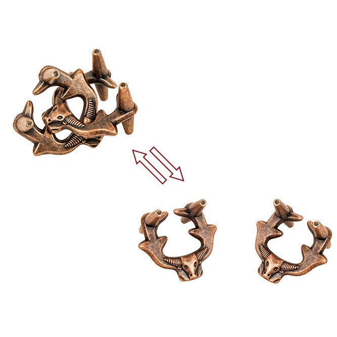 Đồ chơi trí tuệ_Thử thách trí não_Two Buffalo Heads - Hanayama Puzzle_Hack não &amp; Hàng hiếm_IQ Toys_Giải đố_Thông minh