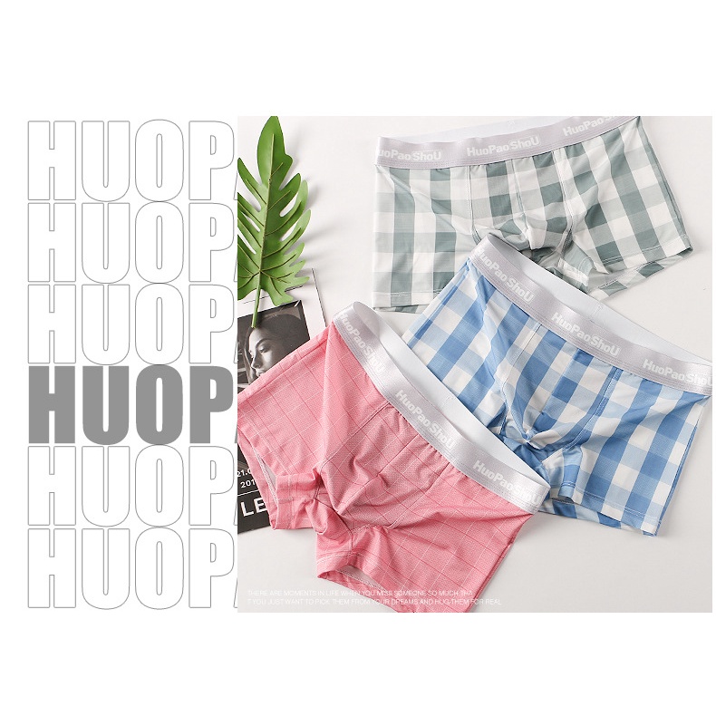 Quần Lót Nam Thun Lạnh Sịp Nam Vải Mát Mềm Mịn Thoáng Khí HUOPAO-Caro