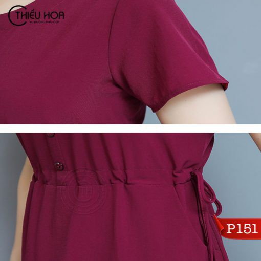 Đầm Kaki Lụa Dáng Suông Có Thắt Eo Trung Niên Thiều Hoa P151