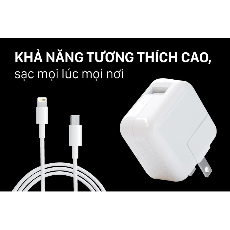 CủcSạc nhanh, Củ sạc iphone, ipad 12W Hàng Chính Hãng Apple, chân tiếp xúc bằng đồng mạ hợp kim trắng, bảo hành 12 tháng