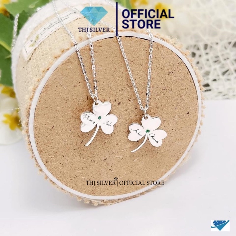 Dây chuyền nữ bạc ta THJ-Dây chuyền cỏ 3 lá may mắn khắc tên theo yêu cầu