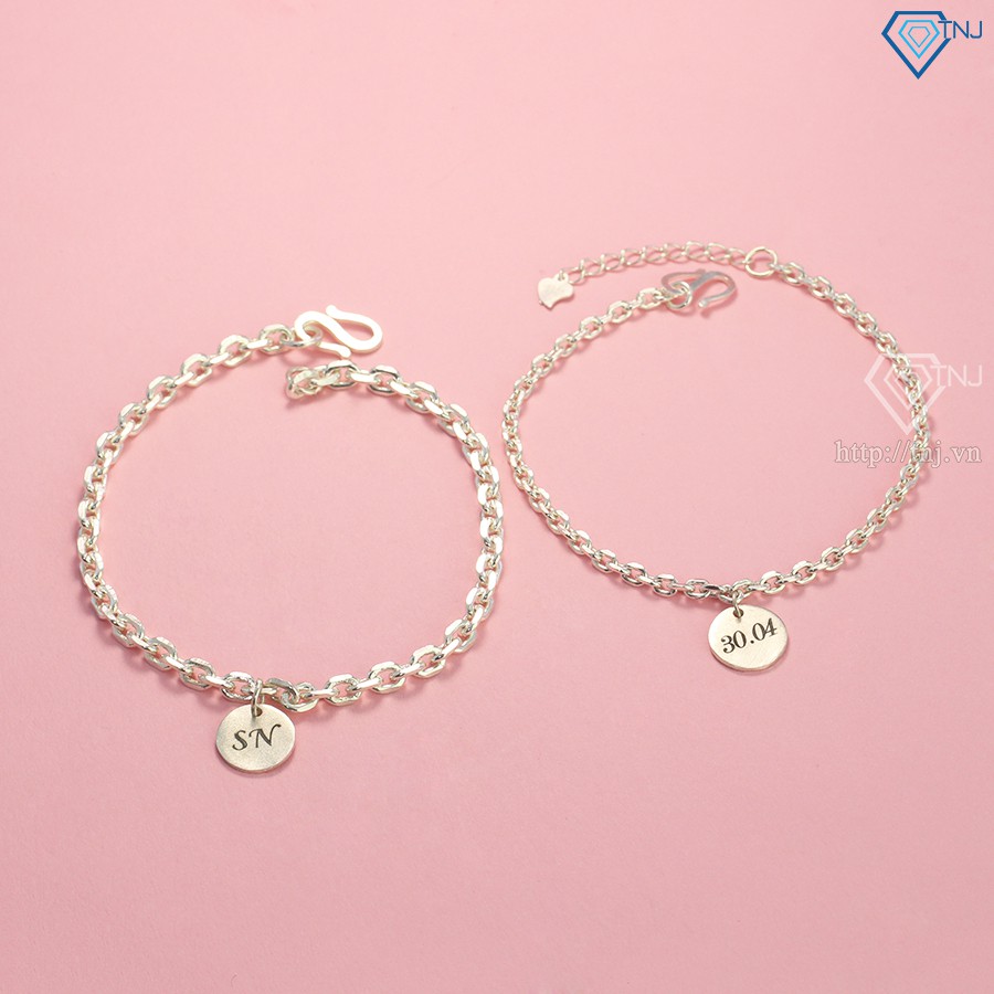 Vòng tay đôi nam nữ bạc khắc tên LTD0018 Trang Sức TNJ