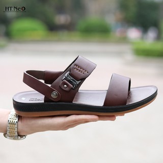 Dép sandal nam ❤️ HT.NEO ❤️ da bò thật 100% siêu mềm kết hợp đế kếp khâu chắc chắn siêu bền chấp mọi loại thời tiết sd80