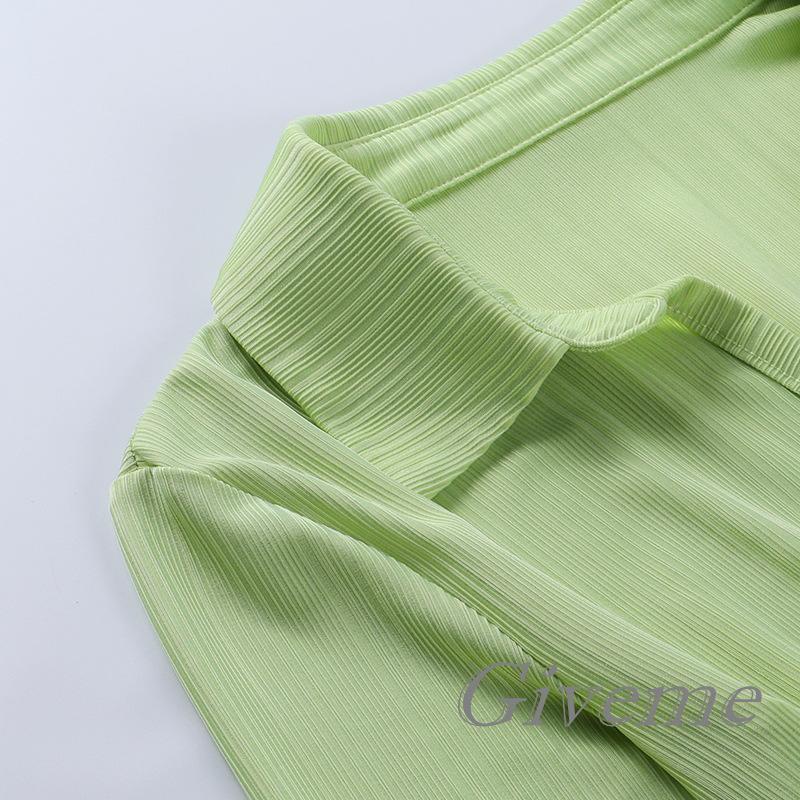 Đầm Tay Dài Cổ Chữ V Màu Trơn Thời Trang Dành Cho Nữ