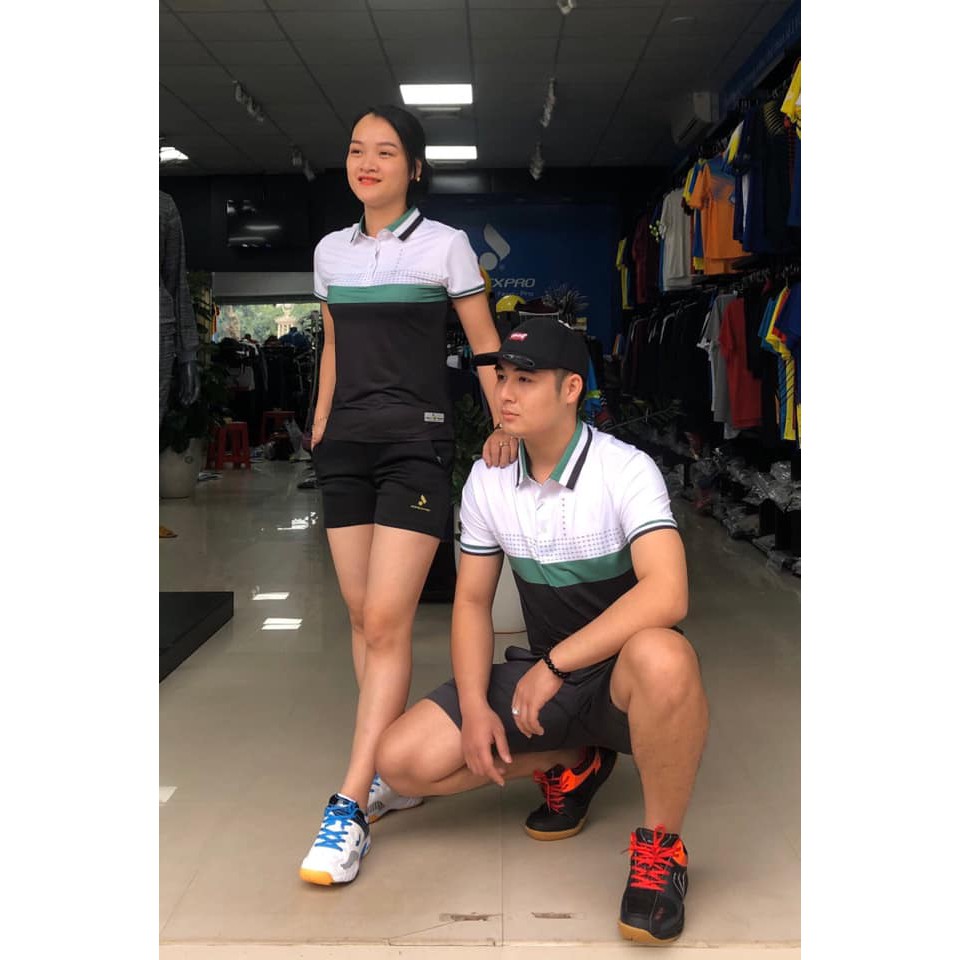 Áo Golf cao cấp, vải thun lạnh, co giãn tốt Donexsport Nam Nữ MC- 9048 - AC- 3648 - Trắng phối đen