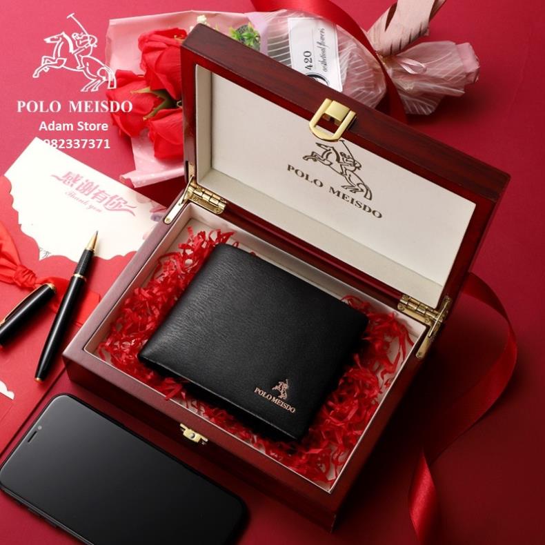 11.11 Ví Da Bò Nam Cao Cấp Hàng Hiệu POLO MEISCO (Da Thật 100%) Full Hộp Phù Hợp Làm Quà Biếu Tặng Sinh Nhật BH 2 Năm