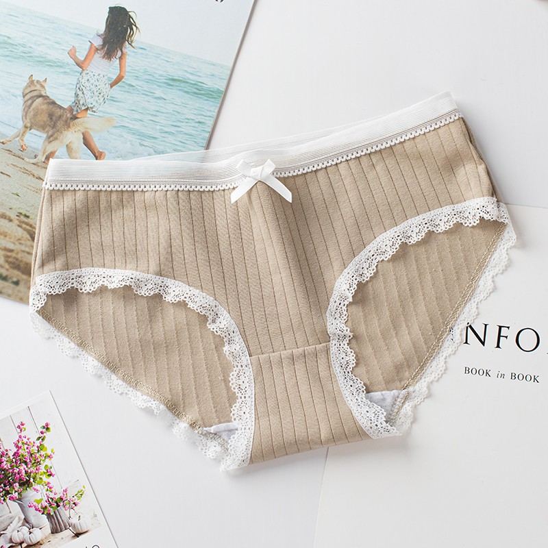 Lace striped cotton panties 67 Export for women