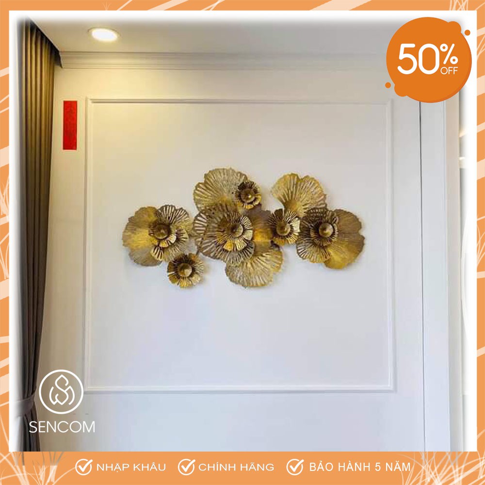 Tranh sắt treo tường nghệ thuật, trang decor trang trí hoa 2 vòng xanh lá đẹp cao cấp - 963