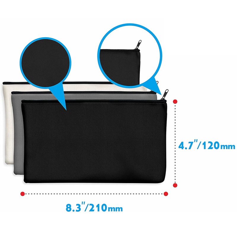Túi Đựng Bút Bằng Vải Canvas Cotton Trơn Có Khóa Kéo DIY