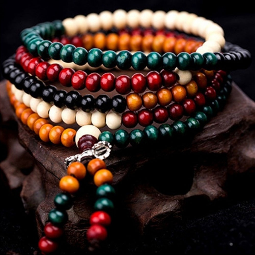 Vòng tay chuỗi hạt gỗ phong cách Phật giáo