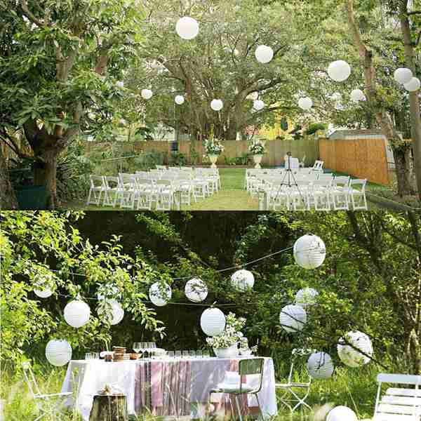 20 Lồng Đèn Giấy Tròn Trắng Trung Hoa Treo Trang Trí Tiệc Cưới