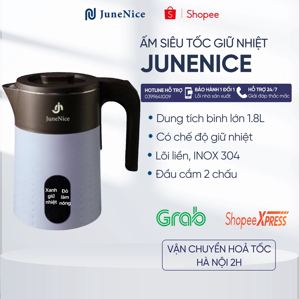 Ấm Đun Nước Siêu Tốc Giữ Nhiệt 1.8l Với 2 Lớp Cách Nhiệt Chống Bỏng, Giữ Nhiệt Suốt Quá Trình Sử Dụng
