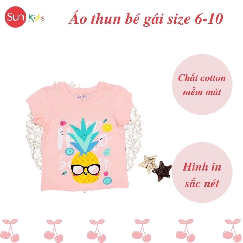 Áo thun cho bé gái, áo phông bé gái chất cotton mềm mát, size 6 - 10 tuổi - SUNKIDS1