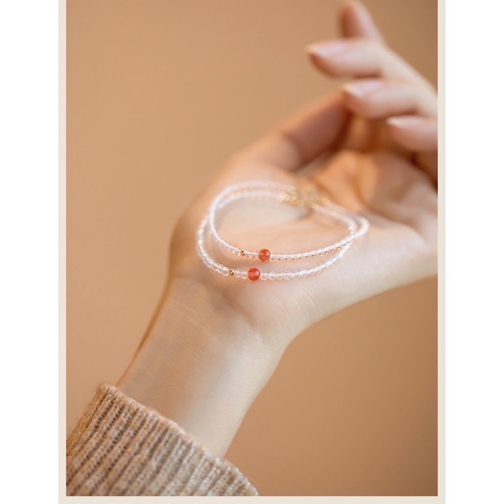 [Hàng Mới] Vòng Tay Chuỗi Hạt Đỏ Trắng Thiết Kế Niche
