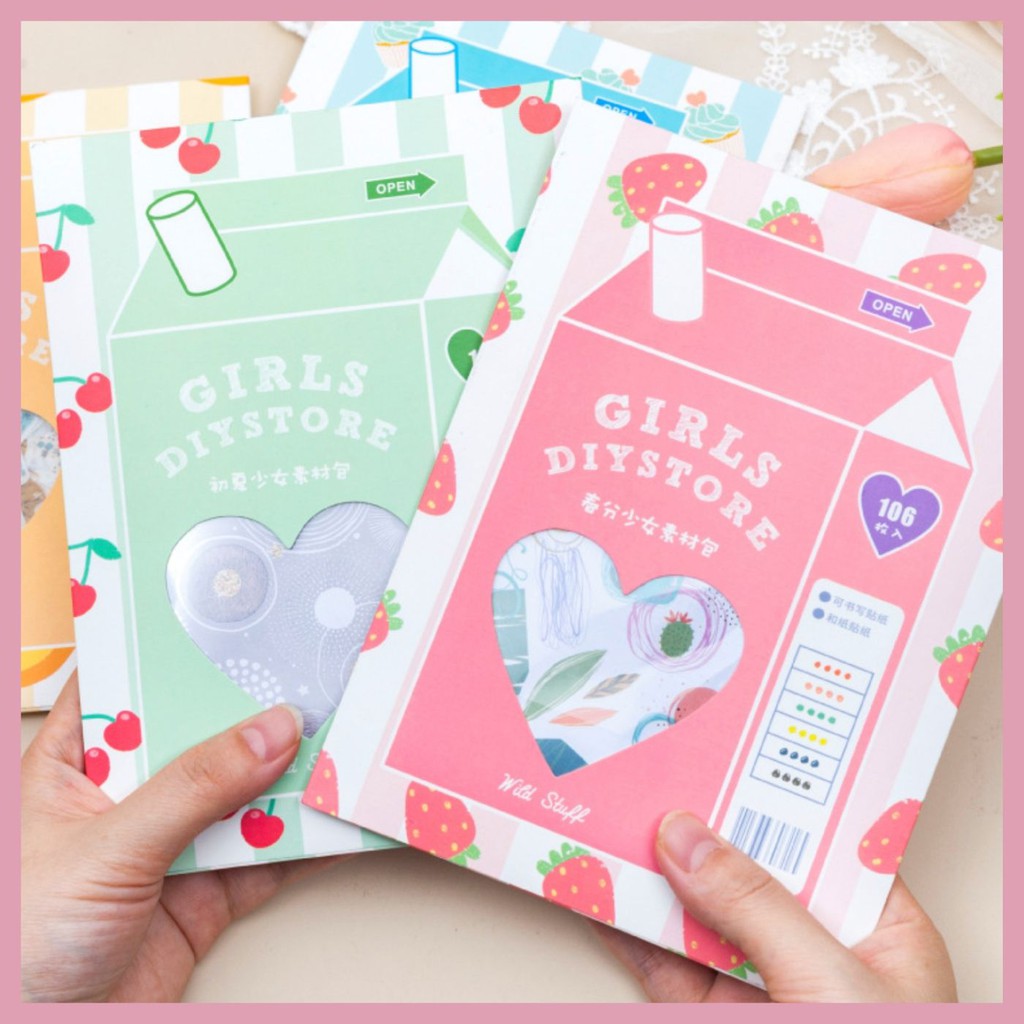 SET STICKER VÀ GIẤY TRANG TRÍ SCRAPBOOK, PLANNER, THIỆP 4 MÓN