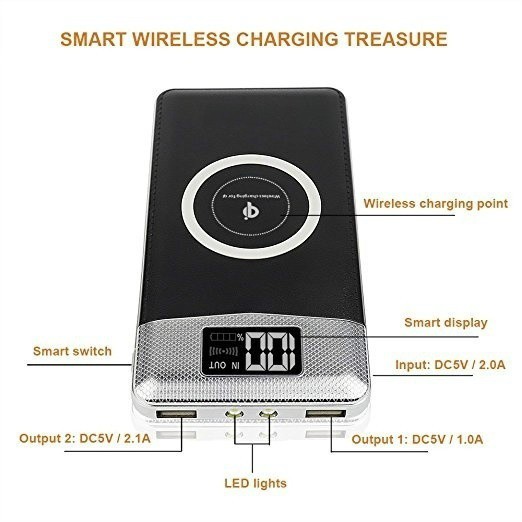 New Qi Fast Wireless Charger LED 20000mah Power Bank Super Charge